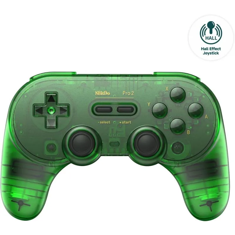 8Bitdo Pro 2 Bluetooth Controller Kablosuz Hall Effect Oyun Kolu ,Nintendo Switch/Switch 2,PC, Android,Steam Deck ,Apple ,macOS, Raspberry Pi Jade Yeşil Edition
